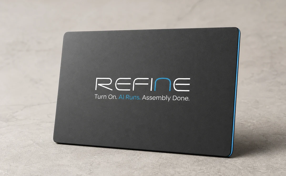 לוחית מותג Refine בגימור כהה